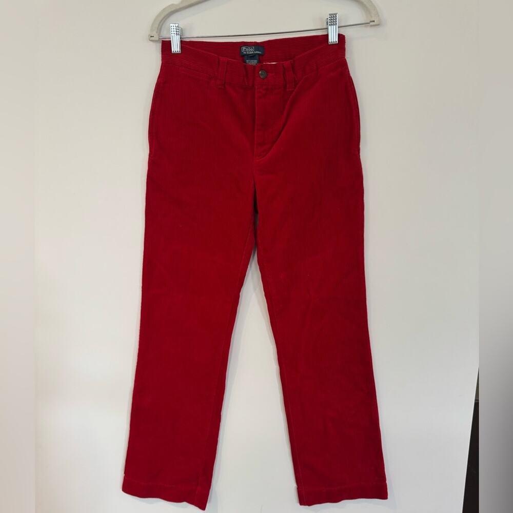 Polo Ralph Lauren Corduroy Pants Youth Size 16 Red Stretch Holiday seems new